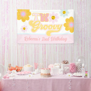 Retro Daisy Deux bannière d'anniversaire Super
