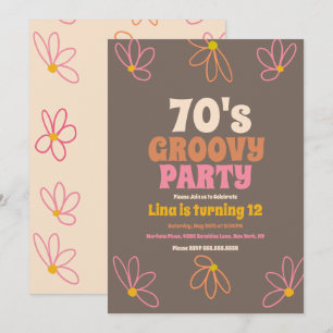  Retro Daisy Doodle Groovy Bohemian Birthday   Invitation