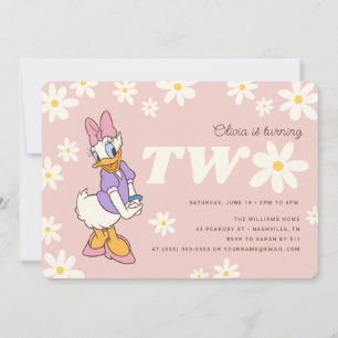 Retro Daisy Duck   Daisy 2nd Birthday Invitation