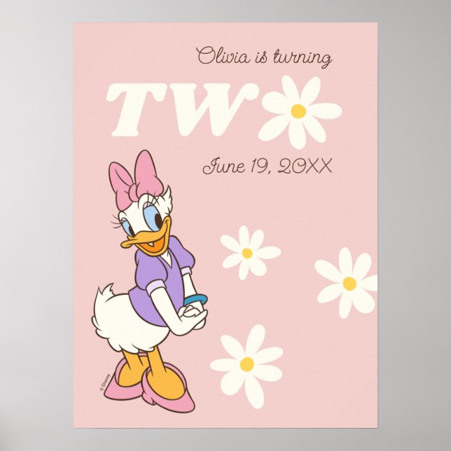 Retro Daisy Duck | Daisy 2nd Birthday Poster (Front)