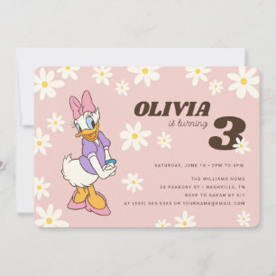 Retro Daisy Duck   Daisy Birthday Invitation