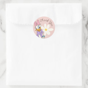 Retro Daisy Duck   Daisy First Birthday Classic Round Sticker