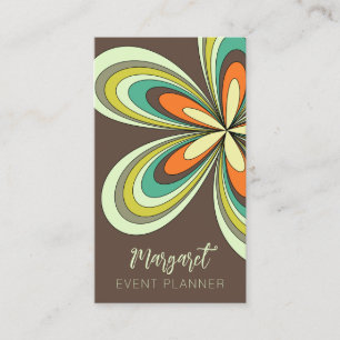 Retro Daisy Event Planner Groovy 70s Hippie Flower Business Card