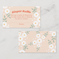 Retro Daisy Festival Diaper Raffle Insert Card