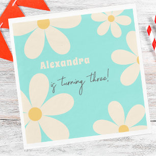 Retro Daisy floral kids birthday Napkin