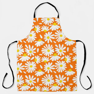 Retro daisy floral: orange vintage. apron