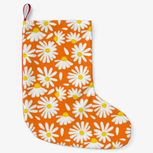 Retro daisy floral: orange vintage. small christmas stocking