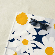 Retro Daisy Floral Pattern Beach Towel
