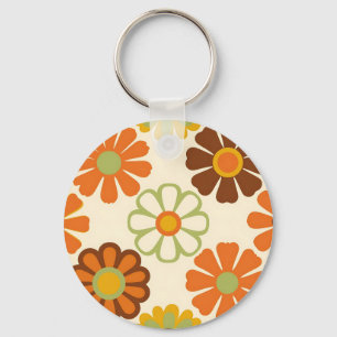 Retro Daisy Floral Pattern Keychain