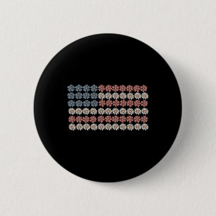 Retro Daisy Flower American Flag Women 4th Of July 2 Inch Round Button