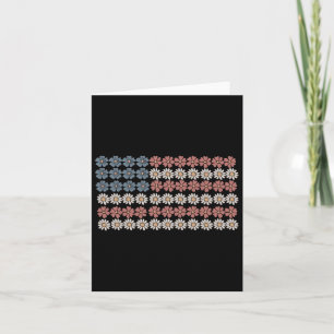 Retro Daisy Flower American Flag Women 4th Of July Card