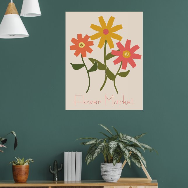 Retro Daisy Flower Market Poster (Living Room 1)