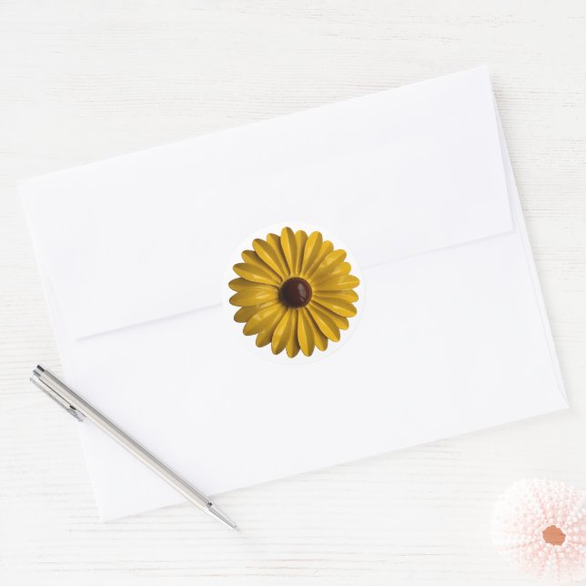 Retro Daisy Flower Spring Summer Garden Wedding Classic Round Sticker (Envelope)
