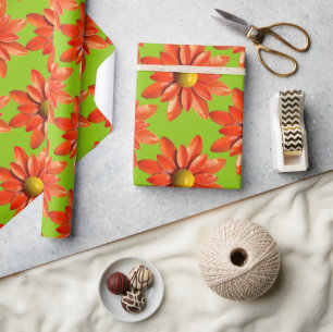 Retro Daisy Flower Spring Summer Garden Wedding Wrapping Paper