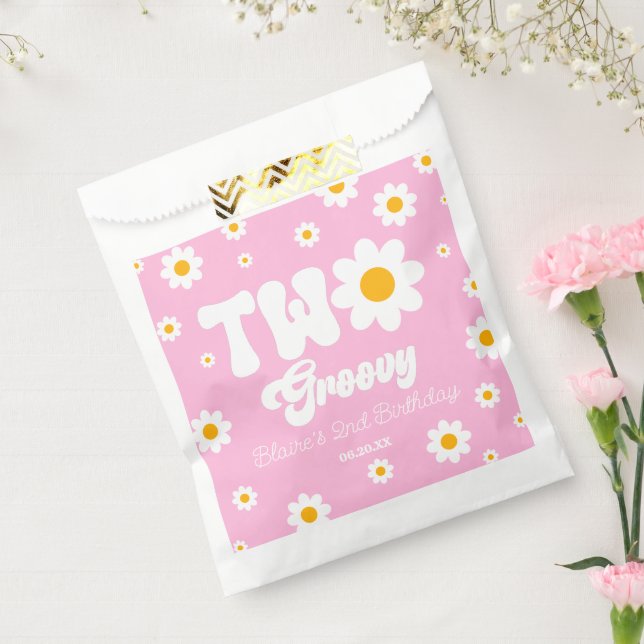 Retro Daisy Flower Two Groovy 2nd Birthday Party Favour Bag (Sealed)