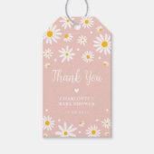 Retro Daisy Flowers Blush Pink Baby Shower Gift Tags (Front)