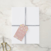 Retro Daisy Flowers Blush Pink Baby Shower Gift Tags (With Twine)
