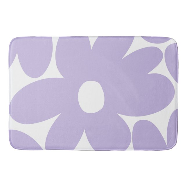 Retro Daisy Flowers in Lavender #1 #floral #art  Bath Mat (Front)