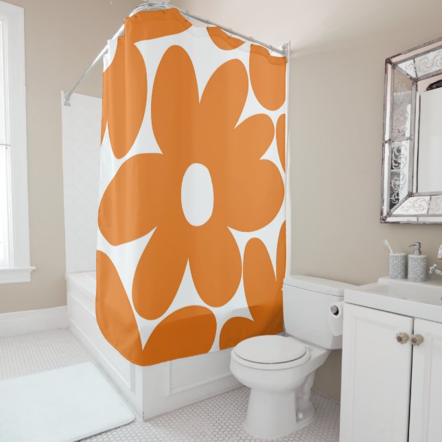 Retro Daisy Flowers in Orange #1 #floral #pattern  (In Situ)