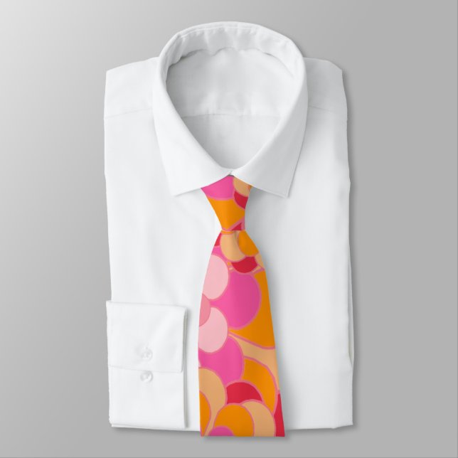 Retro daisy flowers. orange, red, yellow, girly tie (Tied)