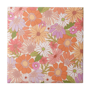 Retro Daisy Garden    Tile