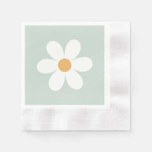 Retro daisy green boho napkin