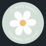 Retro daisy green boho return address label<br><div class="desc">Retro inspired first birthday return address labels with 70's style daisies and boho fonts and colours.</div>