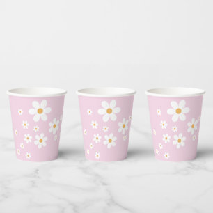Retro Daisy Groovy lilac Paper Cups