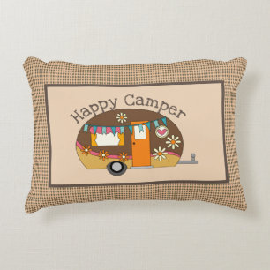 Retro Daisy Happy Camper Accent Pillow