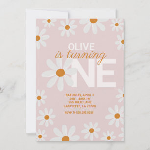 Retro Daisy Invitations de fête d'anniversaire
