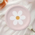 Retro daisy light pink boho paper plate<br><div class="desc">Retro inspired first birthday party plates light pink with 70's style daisies and boho fonts and colours.</div>