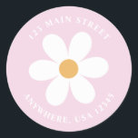 Retro daisy lilac boho return address label<br><div class="desc">Retro inspired first birthday return address labels with 70's style daisies and boho fonts and colours.</div>