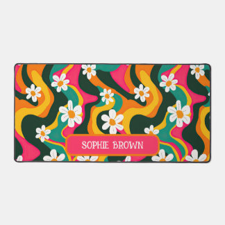 Retro Daisy Motif coloré et Trippy Nom personnalis