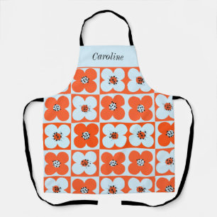 Retro Daisy Orange Boho Pattern Custom Apron