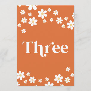 Retro daisy orange bridal shower table three invitation