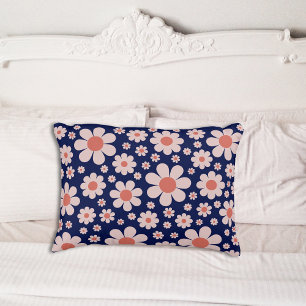 Retro Daisy Pattern Blue Pillowcase