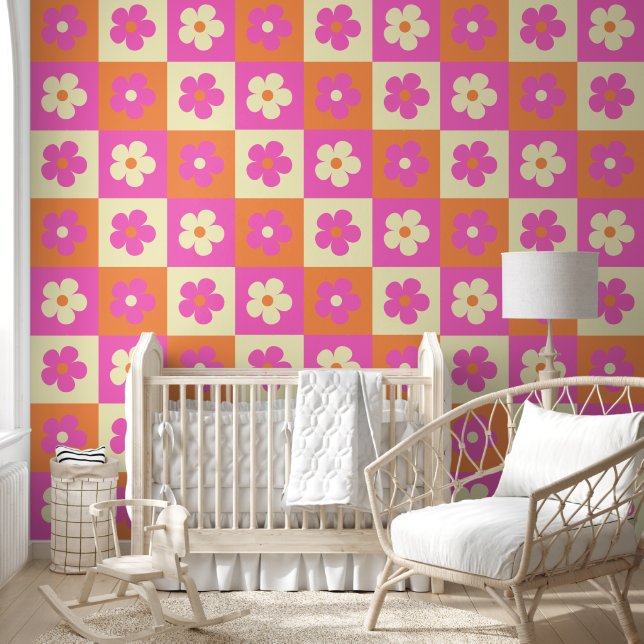 Retro Daisy Pattern Colourful BOHO Chic Floral Wallpaper (Kids)