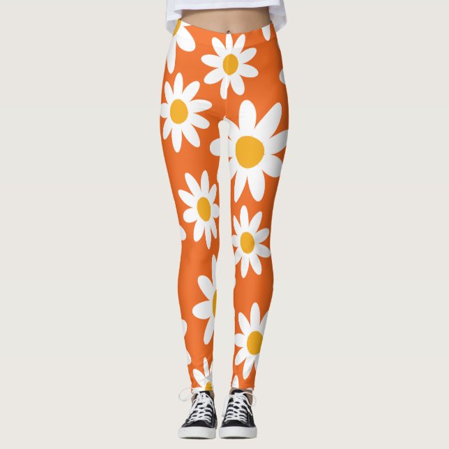 Retro Daisy Pattern Leggings (Front)