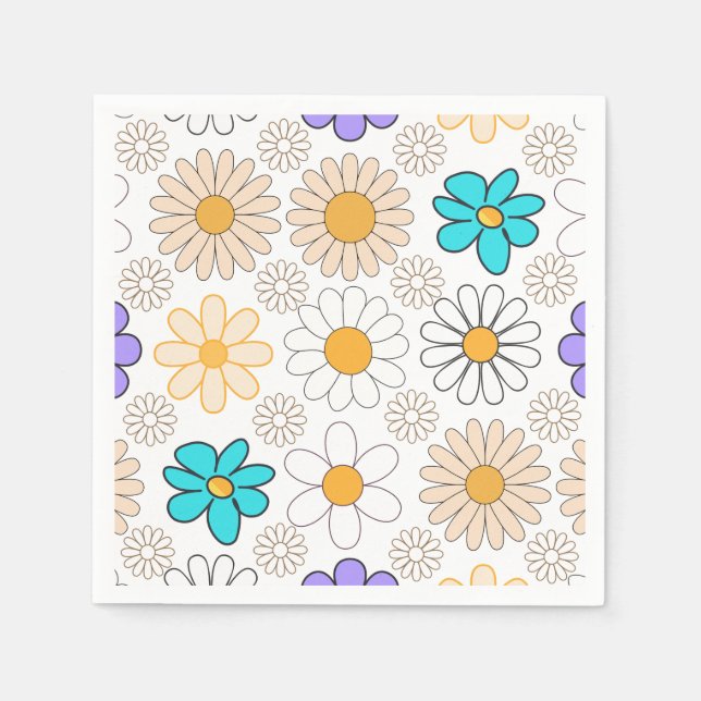 Retro Daisy Pattern Simple.01. No BG Napkin (Front)