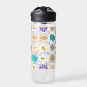 Retro Daisy Pattern Simple.01. No BG Water Bottle
