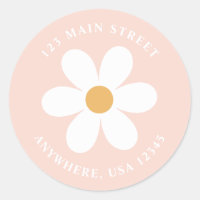 Retro daisy pink boho return address label