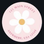 Retro daisy pink boho return address label<br><div class="desc">Retro inspired first birthday return address labels with 70's style daisies and boho fonts and colours.</div>