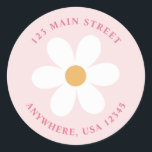 Retro daisy pink boho return address label<br><div class="desc">Retro inspired first birthday return address labels with 70's style daisies and boho fonts and colours.</div>
