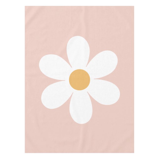 Retro daisy pink boho tablecloth (Front)
