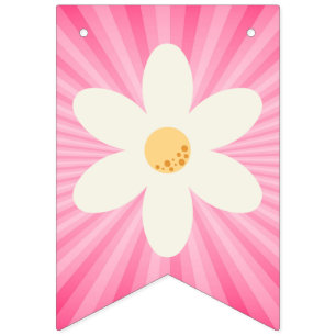 Retro Daisy Pink Sunburst Bunting Flags