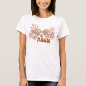 Retro Daisy, Rainbow and Butterflies Quote T-Shirt (Front)