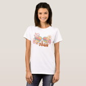 Retro Daisy, Rainbow and Butterflies Quote T-Shirt (Front Full)