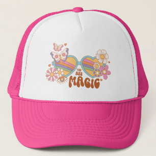 Retro Daisy, Rainbow and Butterflies Quote  Trucker Hat