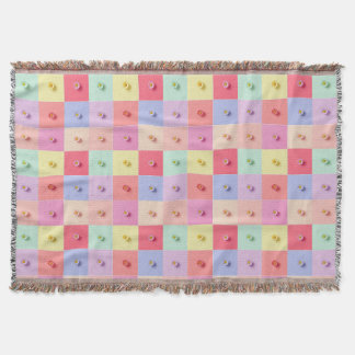 Retro daisy Red Pink Aqua Blue Floral Birthday par Throw Blanket