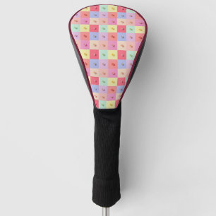 Retro daisy Red Pink Blue Flowers pattern Birthday Golf Head Cover